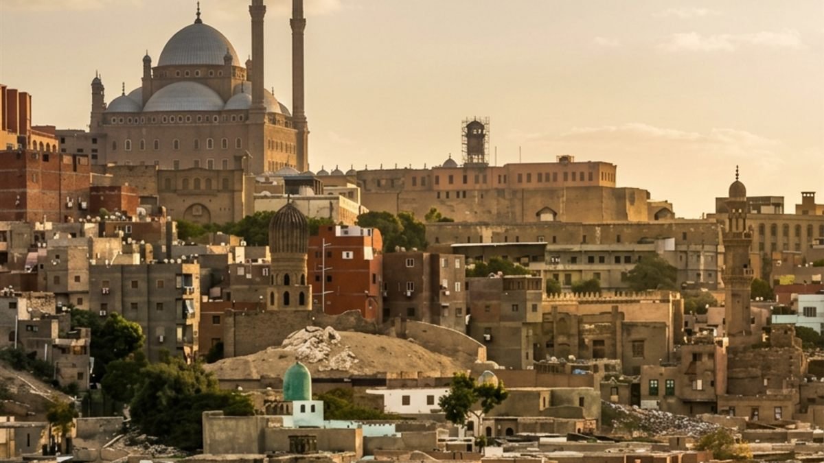 The Muhammad Ali Mosque on the Cairo Citadel above the rooftops of old Cairo