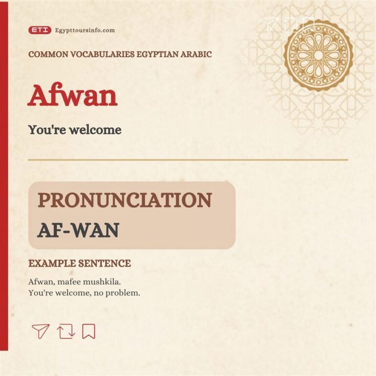 Afwan – You're welcome in Egyptian Arabic