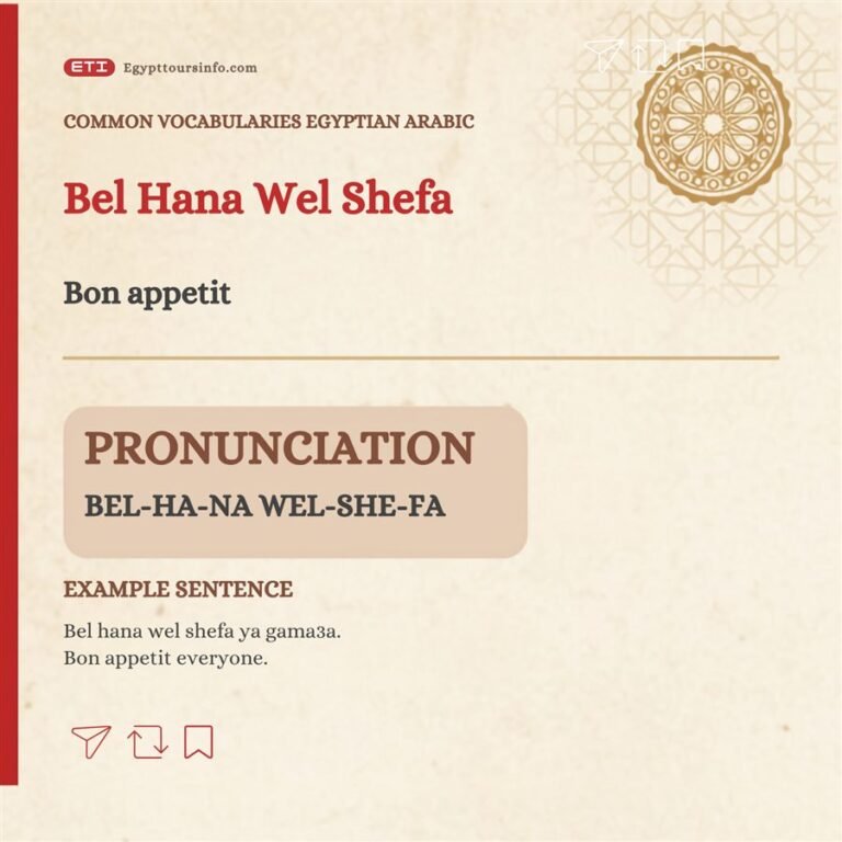 Bel hana wel shefa – Bon appetit in Egyptian Arabic