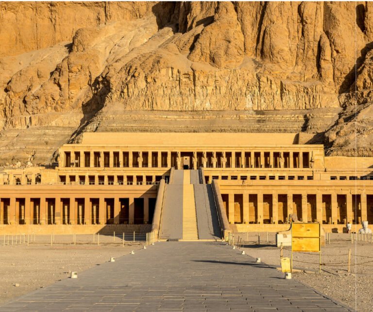 Hatshepsut Temple at Deir el-Bahari below the cliffs on Luxor West Bank
